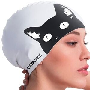 COPOZZ Caps, Silicone Waterproof Swimming cap for Long and Short Hair 12+ years